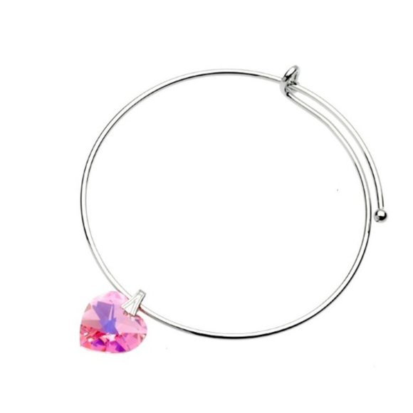 Bianca Stone Swarovski Crystal Heart Charm Bangle - Picture 1 of 2